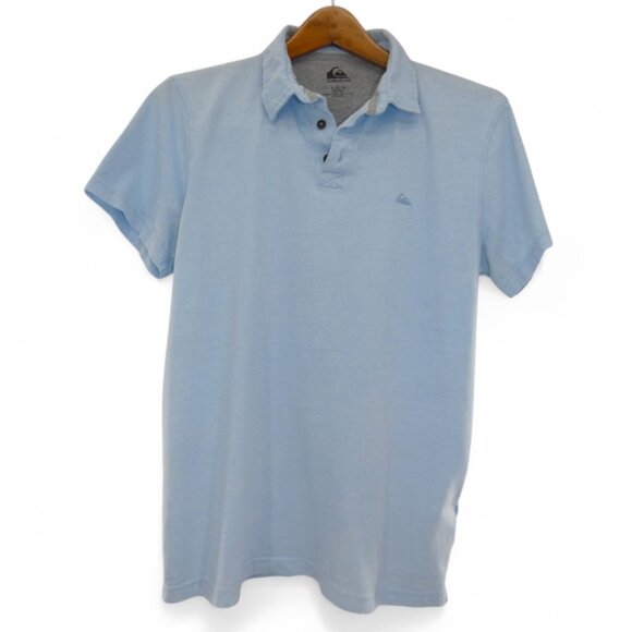 Quicksilver Men's Festival Light Powder Pastel Sky Blue Short Sleeve Polo Size L - Picture 1 of 6